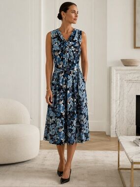 Kasper Floral Sleeveless Sheath Dress NWT Blue Multi 8